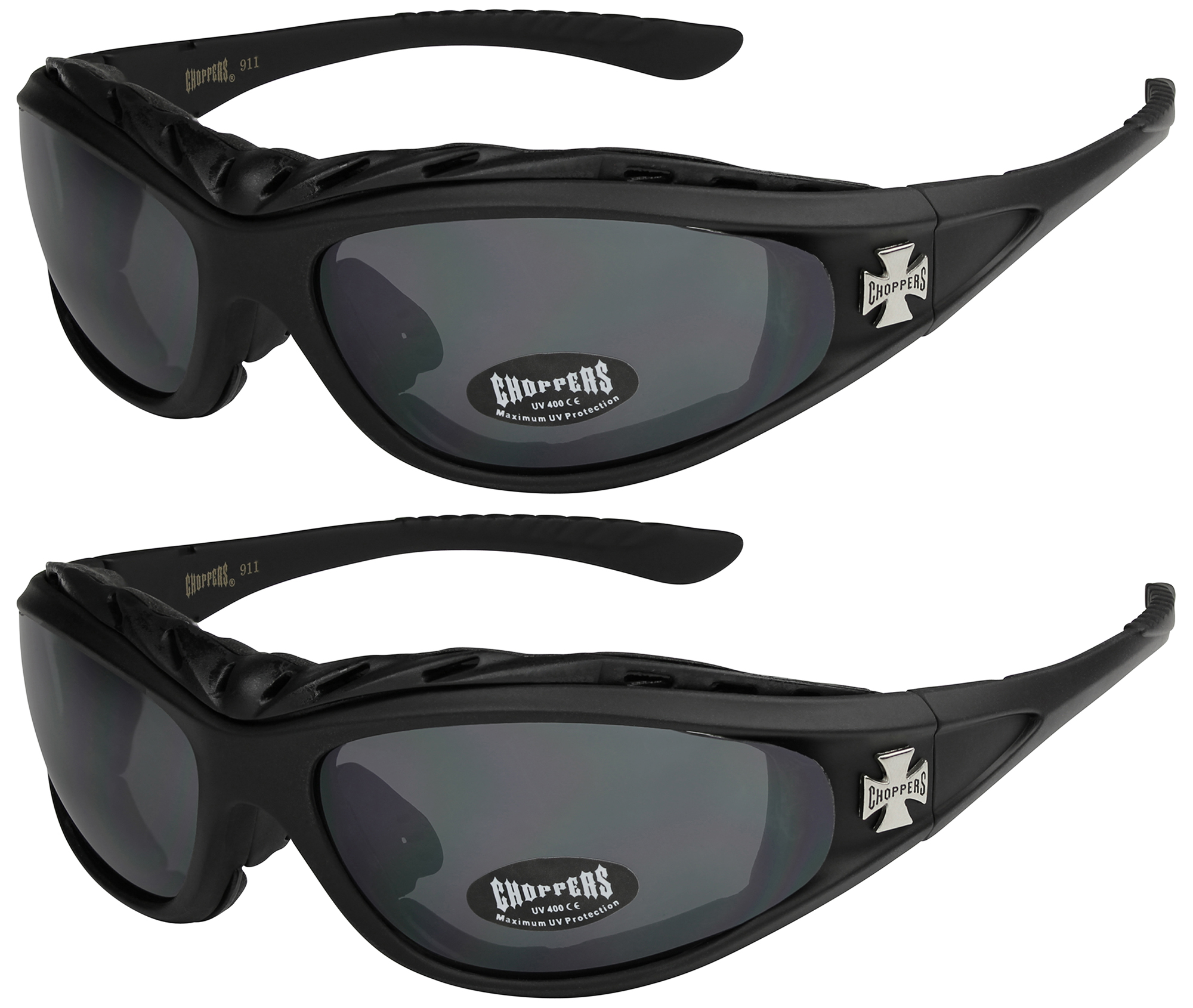2er Pack Locs 9035 Choppers Harley Brille Sonnenbrille Männer Frauen schwarz 