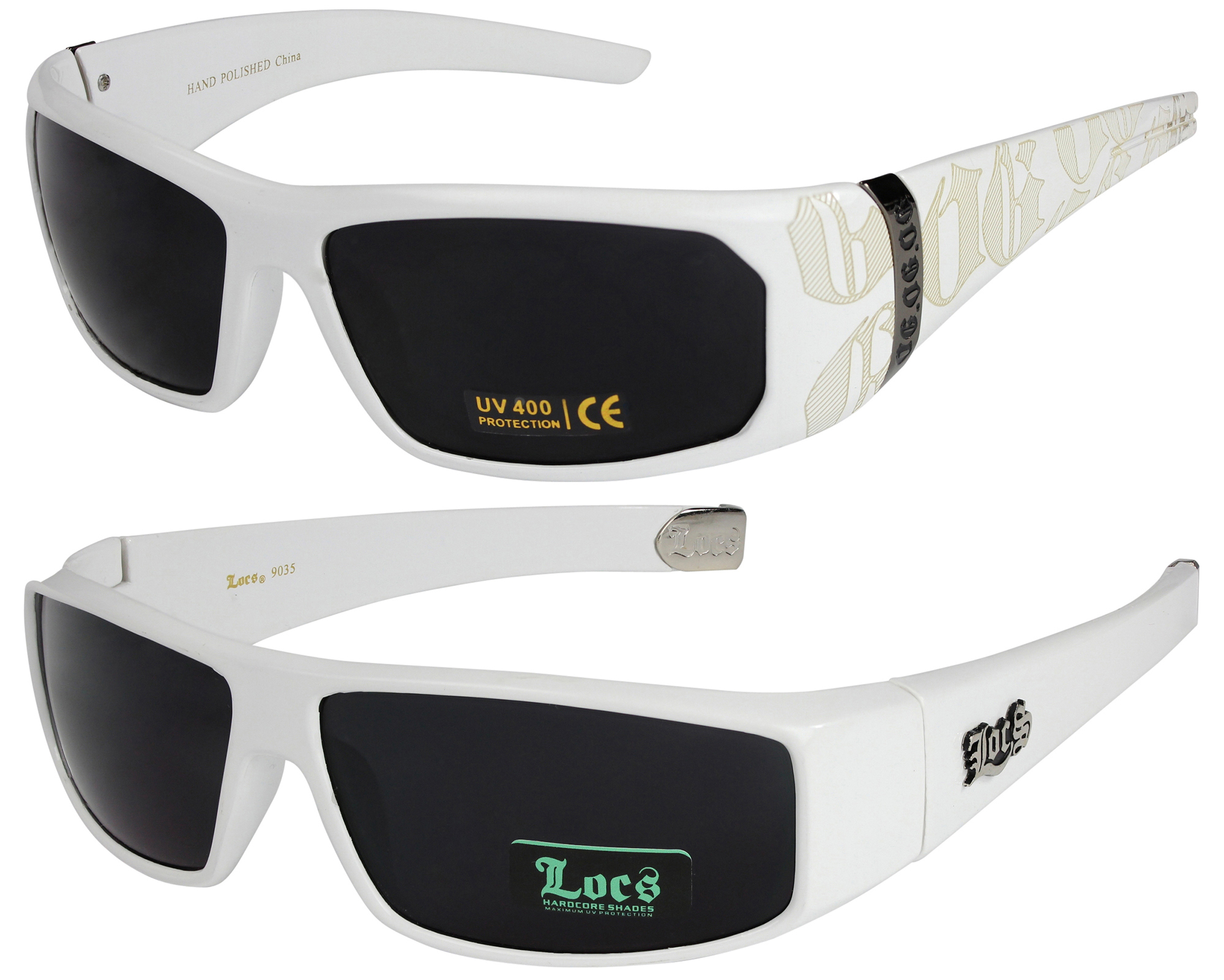2er Pack Locs 9052 Choppers gafas motorista gafas de sol hombres mujeres negro blanco 