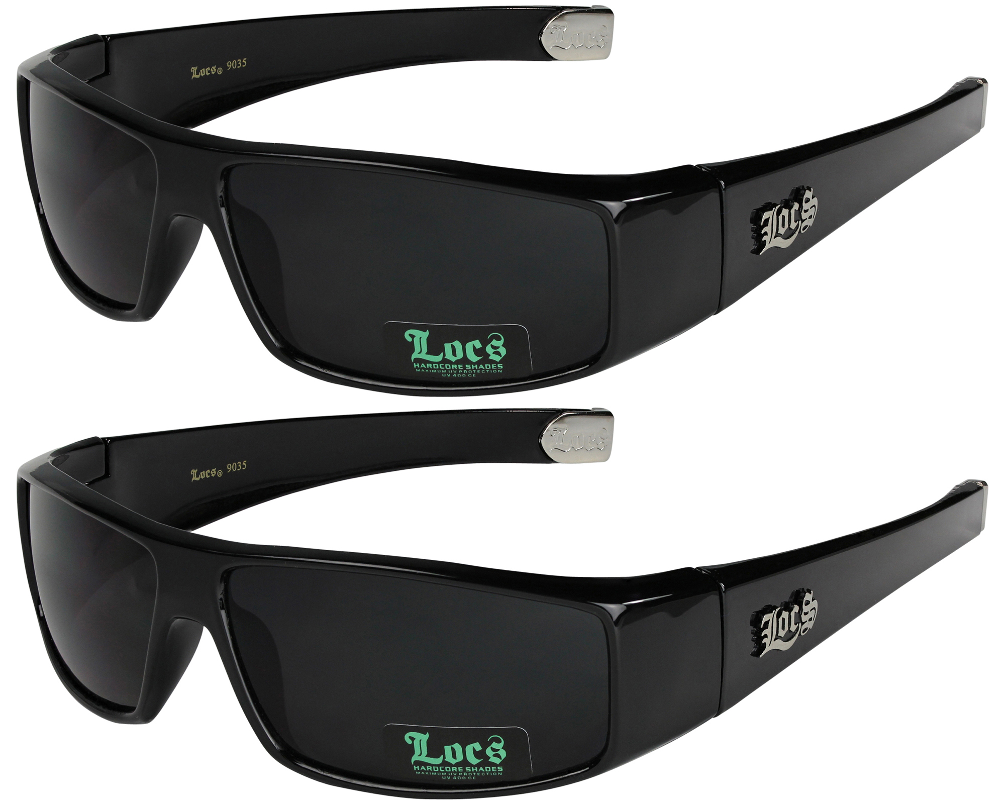 2er Pack Locs 9052 Choppers Fahrrad Brille Sonnenbrille Männer Frauen schwarz 