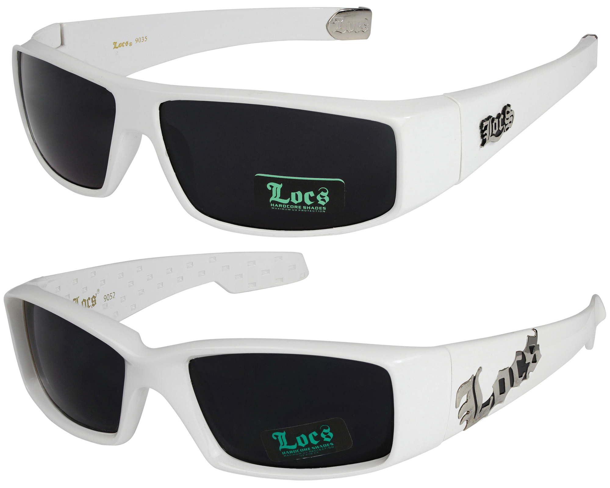 2er Pack Locs 9052 Choppers Rad Brille Sonnenbrille Herren Damen schwarz weiß 