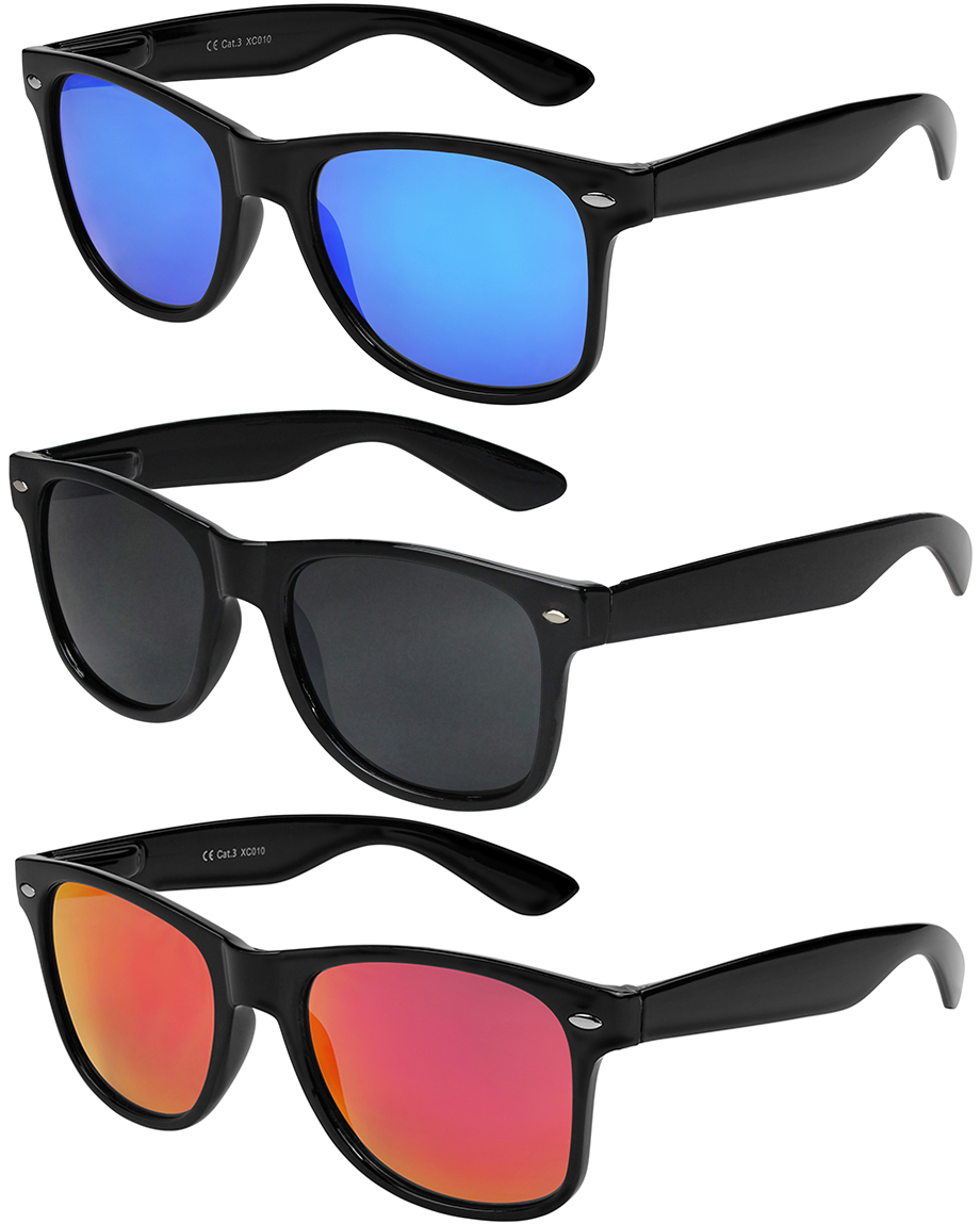 Nerd Sonnenbrille Brille Nerdbrille Retro verspiegelt Lehrer Herren Damen weiß 