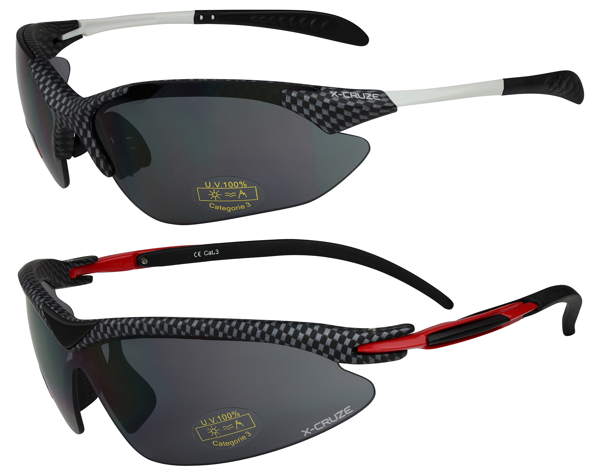 2er Pack X-CRUZE® Fahrradbrille Nerd Sonnenbrille Brille Herren Damen schwarz 