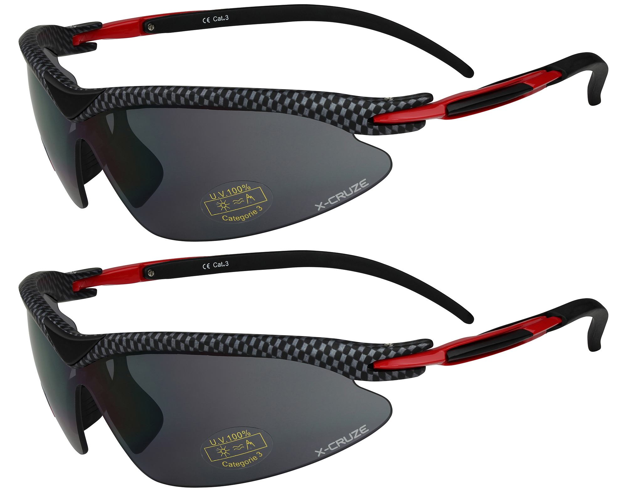 2er Pack X-CRUZE® Fahrrad Laufbrille Sonnenbrille Brille Männer Frauen schwarz 