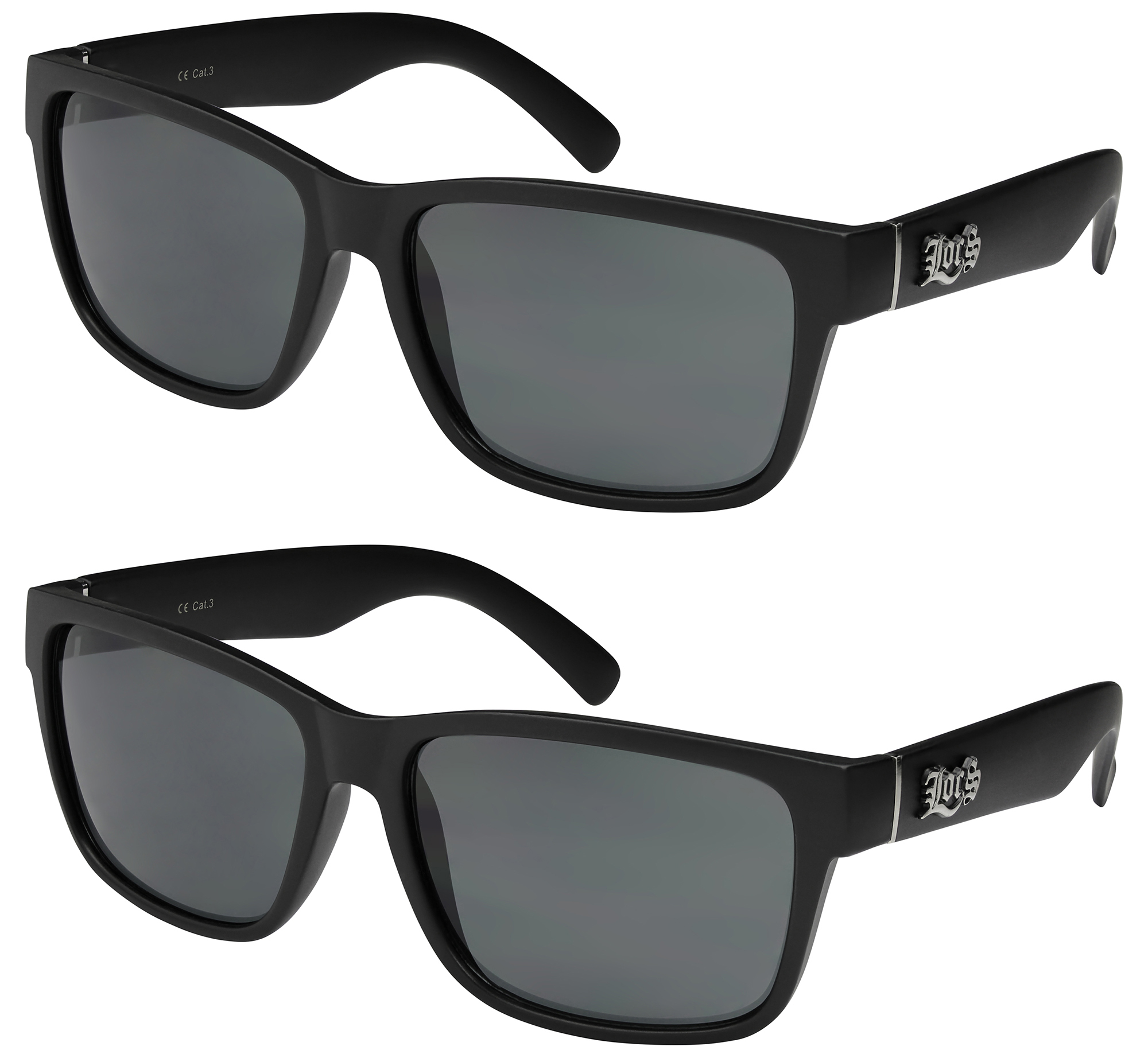 2er Pack Locs 91070 Choppers Sport Brille Sonnenbrille Männer Damen schwarz matt