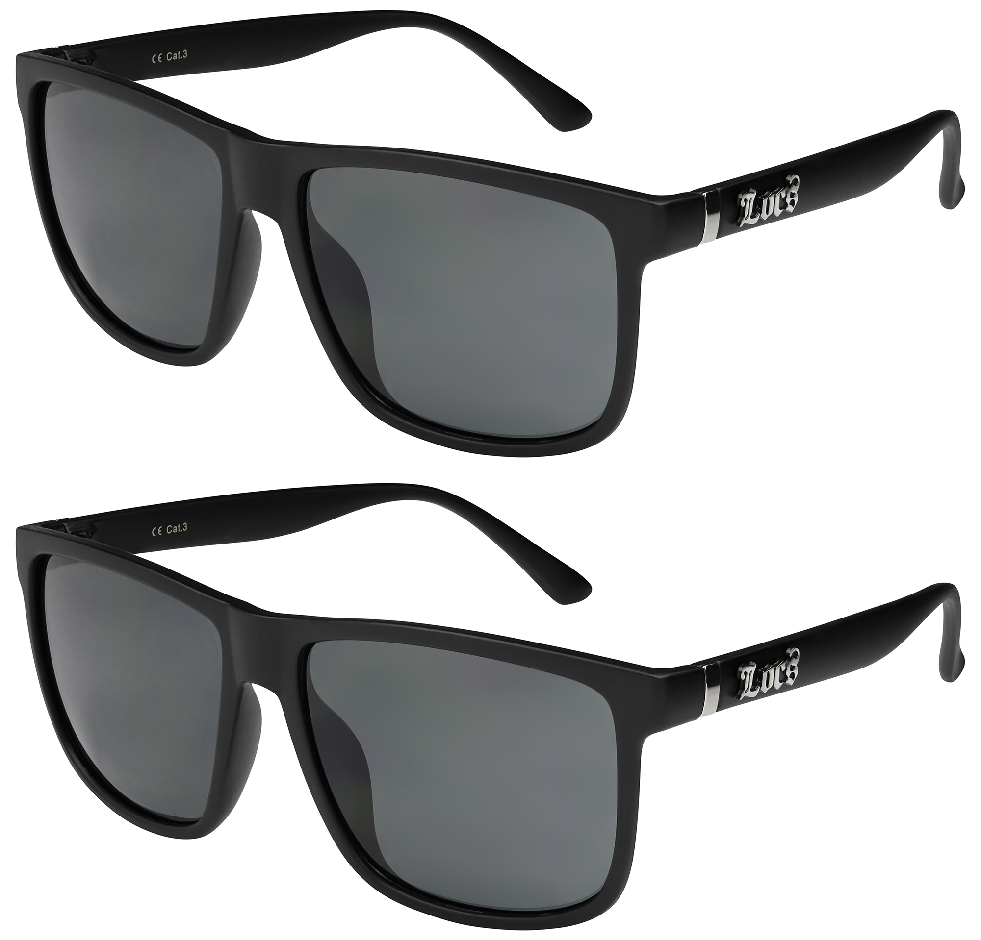2er Pack Locs 9006 Choppers Rad Brille Sonnenbrille Herren Damen schwarz weiß 