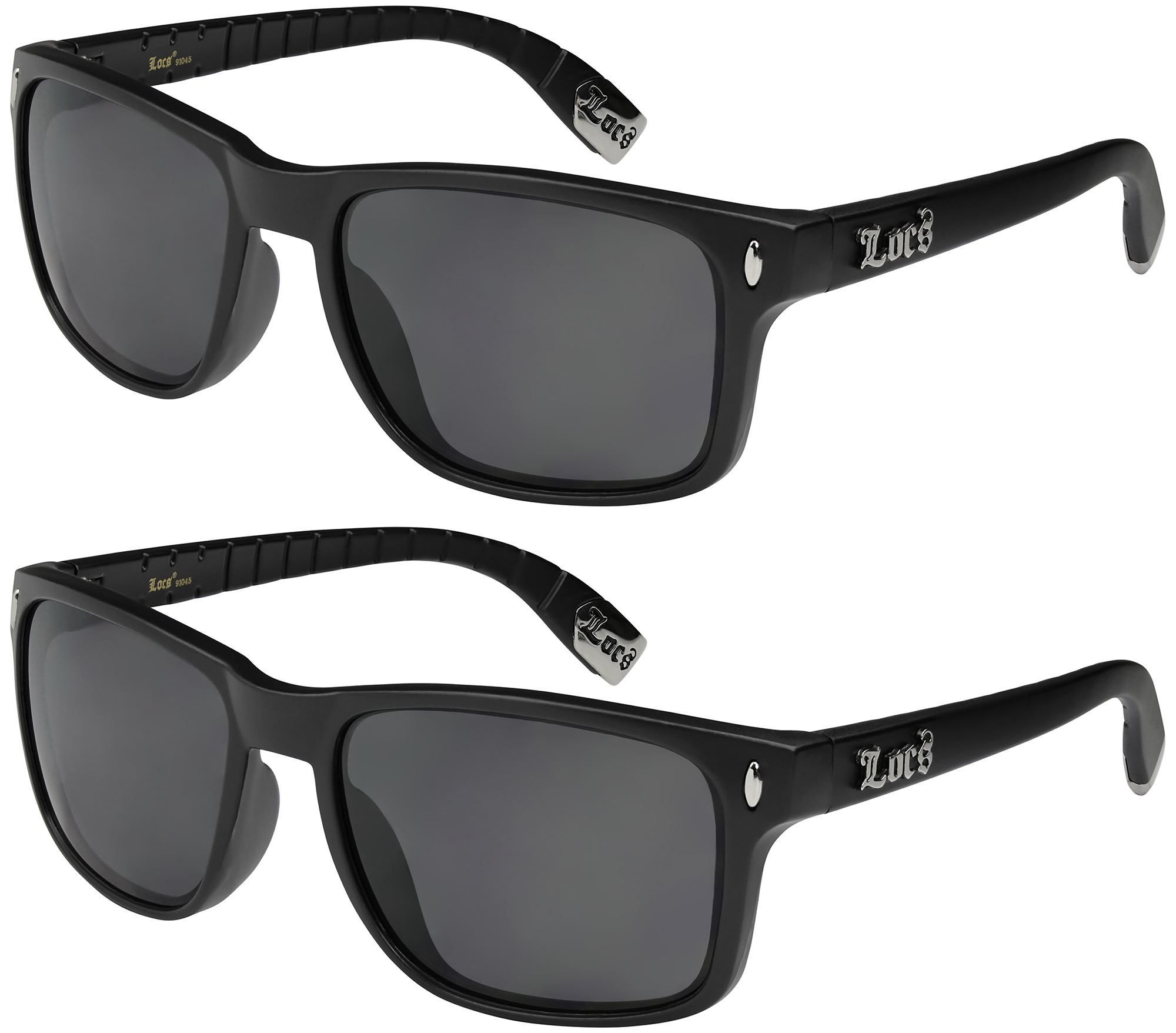 2er Pack Locs 9035 Choppers Unisex Brille Sonnenbrille Männer Frauen schwarz 